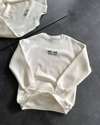 Bisiklet Yaka Üç İplik Baskılı Oversize Sweatshirt - Beyaz