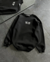 Bisiklet Yaka Üç İplik Baskılı Oversize Sweatshirt - Siyah