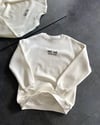Bisiklet Yaka Üç İplik Baskılı Oversize Sweatshirt - Beyaz