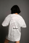 Bisiklet Yakalı Sırt Baskılı Oversize T-shirt - Beyaz