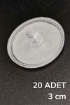 Çarşı Point® 20 Adet Şeffaf Yuvarlak 3 Cm Çaplı Güçlü Disk Yapışkanlar