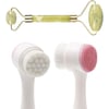 Çarşı Point® 2li Set Çift Taraflı Cilt Temizleme Fırçası ve Yeşim Taşı Çift Taraflı Cilt Masaj Aleti