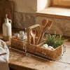 Çarşı Point® 3 Bölmeli Plastik Rattan Düzenleyici–Saplı Masaüstü Organizer, Mutfak Kaşık Çatal Sepeti, Banyo & Ofis Çok Amaçlı Sunum Standı