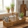 Çarşı Point® 3 Bölmeli Plastik Rattan Düzenleyici–Saplı Masaüstü Organizer, Mutfak Kaşık Çatal Sepeti, Banyo & Ofis Çok Amaçlı Sunum Standı