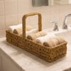 Çarşı Point® 3 Bölmeli Plastik Rattan Düzenleyici–Saplı Masaüstü Organizer, Mutfak Kaşık Çatal Sepeti, Banyo & Ofis Çok Amaçlı Sunum Standı