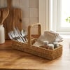 Çarşı Point® 3 Bölmeli Plastik Rattan Düzenleyici–Saplı Masaüstü Organizer, Mutfak Kaşık Çatal Sepeti, Banyo & Ofis Çok Amaçlı Sunum Standı