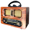 Çarşı Point® Büyük Boy Retro, Nostaljik, Ahşap Tasarım Bluetooth Hoparlörlü, Şarjlı, Taşınabilir FM/AM Destekli Radyo NS-6635