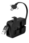 Çarşı Point® Cep Tipi Telefon Tutuculu Makaralı Uzayıp Kısalabilen 3'ü 1 Arada USB Şarj Kablosu