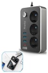 Çarşı Point® Isıya Dayanıklı Termal Akım Korumalı 2 Mt 10A 2500W 3lü Priz ve 3 Usbi 21A Uzatma Kablosu