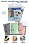 Çarşı Point® İz Bırakmayan Mikrofiber Temizlik Bezi 3'lü Set Cam ve Ayna Silme Toz Alma Temizlik Bezi