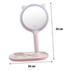 Çarşı Point® Kedi Kulaklı Telefon Standlı Yuvarlak Dokunmatik Led Ayarlı Masa Üstü Makyaj Aynası