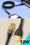 Çarşı Point® Led Işık Uçlu Sağlam İp Kablolu USB to Lightning Hızlı Şarj Kablosu