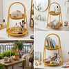 Çarşı Point® Plastik Rattan İki Katlı Sunumluk–Dekoratif Organizer, Mutfak Meyve,Sebze Sepeti, Banyo Düzenleyici Raf,Masaüstü Çok Amaçlı Sunum Standı
