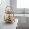 Çarşı Point® Plastik Rattan İki Katlı Sunumluk–Dekoratif Organizer, Mutfak Meyve,Sebze Sepeti, Banyo Düzenleyici Raf,Masaüstü Çok Amaçlı Sunum Standı