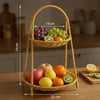 Çarşı Point® Plastik Rattan İki Katlı Sunumluk–Dekoratif Organizer, Mutfak Meyve,Sebze Sepeti, Banyo Düzenleyici Raf,Masaüstü Çok Amaçlı Sunum Standı