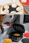 Çarşı Point® Siyah Isıya Dayanıklı Yıkanılabilir Silikon Fırın Ve Airfryer Yuvarlak Model Pişirme Matı 20 Cm