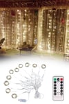 Çarşı Point® Uzaktan Kumandalı LED Perdeye Takılabilen Kancalı Işık Usb 3x3 Metre Peri Perde LED