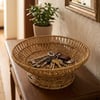Çarşı Point28 cm Plastik Rattan Servis Çanağı – Doğal Hasır Görünümlü Dekoratif Meyve, Ekmek ve Sunum Kasesi