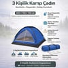 Çarşı Point3 Kişilik Manuel Kamp Çadırı – Düz Kapılı Outdoor Aile, Doğa, Piknik ve Kamp Çadırı 200x150x110 cm