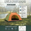 Çarşı Point4 Kişilik Yarı Otomatik Kamp Çadırı – Suya Dayanıklı, Hızlı Kurulumlu Outdoor Aile Çadırı, Doğa, Kamp ve Piknik 200x200x135 cm