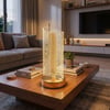 Çarşı PointDalgalı Silindirik Kristal Çizgili Model LED Masa Lambası – Gold Tabanlı, Dokunmatik, 3 Renk Işık Modlu, Şarjlı Modern Dekoratif Gece Lamba
