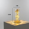 Çarşı PointSilindirik Kristal Altın Toz Model LED Masa Lambası – Gold Tabanlı, Dokunmatik, 3 Renk Işık Modlu, Şarjlı Modern Dekoratif Gece Lambası