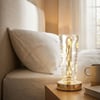 Çarşı PointSilindirik Kristal Altın Toz Model LED Masa Lambası – Gold Tabanlı, Dokunmatik, 3 Renk Işık Modlu, Şarjlı Modern Dekoratif Gece Lambası