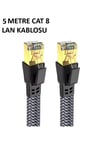 Cat 8 LAN Kablosu –Ethernet Kablosu Örgü Kaplama, Yüksek Hızlı  (5 METRE)