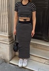 Çizgili Etekli Takım Siyah S3609