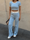 Crop Pantolon Biyeli Takım Mavi