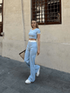 Crop Pantolon Biyeli Takım Mavi