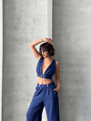 Crop Pantolon Keten Takım S255012