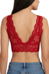Dantel Bralet Crop Sütyen V Yaka Askılı Şık Esnek Rahat - Kırmızı