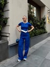 Düğme Yakalı Saks Alt Üst Takım S3943