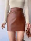 Düz Deri Etek Taba H24468