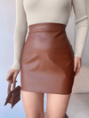 Düz Deri Etek Taba H24468