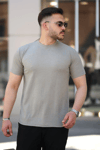 Erkek Ağaç Kabuğu Desenli Kısa Kollu T-shirt