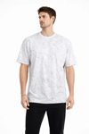 Erkek Asit Yıkama Bisiklet Yaka Kısa Kollu Oversize T-shirt Tişört - Beyaz
