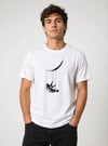 Erkek Astronot Ay Temalı Tişört Kısa Kol Yazlık Bisiklet Yaka T-shirt - Beyaz