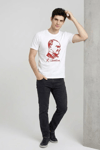 Erkek Atatürk Baskılı Tişört Kısa Kollu Bisiklet Yaka T-shirt - Beyaz