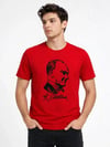 Erkek Atatürk Baskılı Tişört Kısa Kollu Bisiklet Yaka T-shirt - Kırmızı
