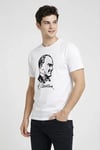 Erkek Atatürk Baskılı Tişört Kısa Kollu Bisiklet Yaka T-shirt - Beyaz