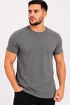 Erkek Basic Tişört Bisiklet Yaka Kısa Kol Günlük Yazlık Slim Fit T-shirt - Antrasit