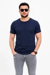 Erkek Basic Tişört Bisiklet Yaka Kısa Kol Günlük Yazlık Slim Fit T-shirt - Lacivert