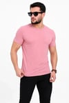 Erkek Basic Tişört Bisiklet Yaka Kısa Kol Günlük Yazlık Slim Fit T-shirt - Pembe