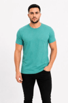 Erkek Basic Tişört Bisiklet Yaka Kısa Kol Günlük Yazlık Slim Fit T-shirt - Su Yeşili