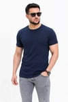 Erkek Basic Tişört Bisiklet Yaka Kısa Kol Günlük Yazlık Slim Fit T-shirt - Lacivert