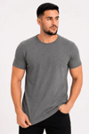 Erkek Basic Tişört Bisiklet Yaka Kısa Kol Günlük Yazlık Slim Fit T-shirt - Antrasit
