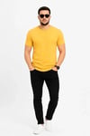 Erkek Basic Tişört Bisiklet Yaka Kısa Kol Günlük Yazlık Slim Fit T-shirt - Sarı