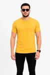 Erkek Basic Tişört Bisiklet Yaka Kısa Kol Günlük Yazlık Slim Fit T-shirt - Sarı